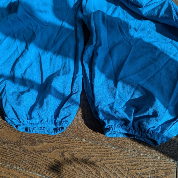 Emery Rose Blue Barrel Leg Womens Pants Size S Harem Rushed Back Ballet Balloon - Picture 7 of 10